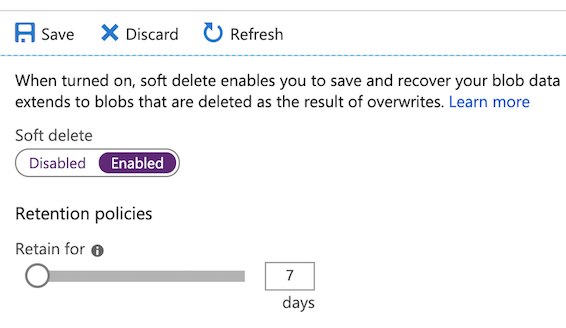 azure blob service soft delete