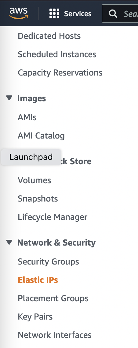 aws elastic ip section