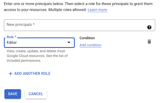 gcp iam add principals editor