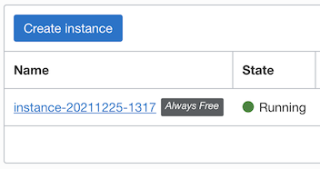 oracle cloud menu instance table