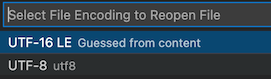 vscode encoding list